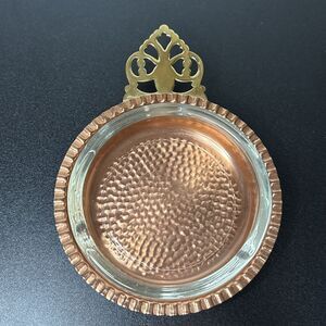 Vintage Copper & Brass Porringer Ashtray Copper Kraft Hammered Rigid Edge